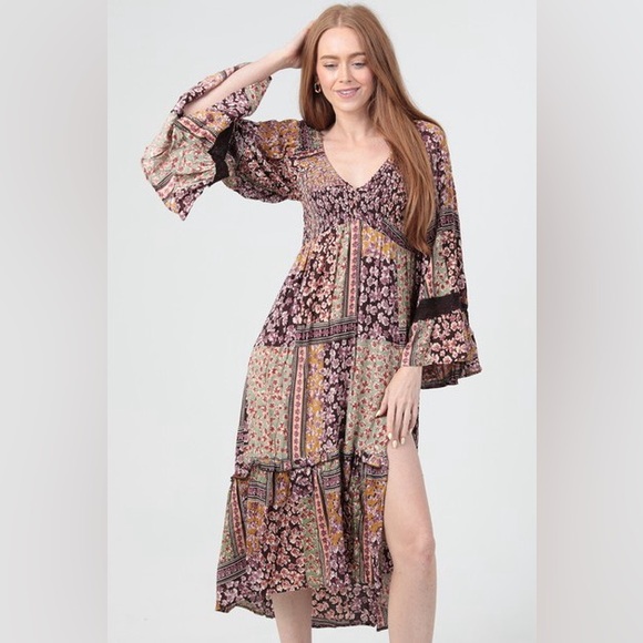Angie Dresses & Skirts - Angie Smocked Bust Bell Sleeve Maxi Dress romantic whimsical boho chic
